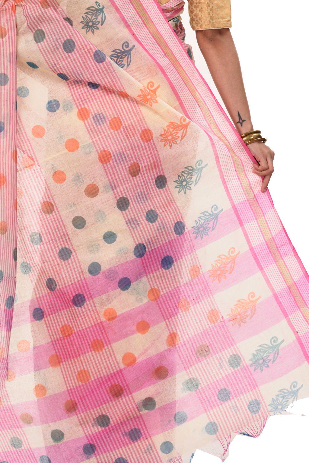 Pink Pure Cotton Matha Saree Tant Saree Print (5008)